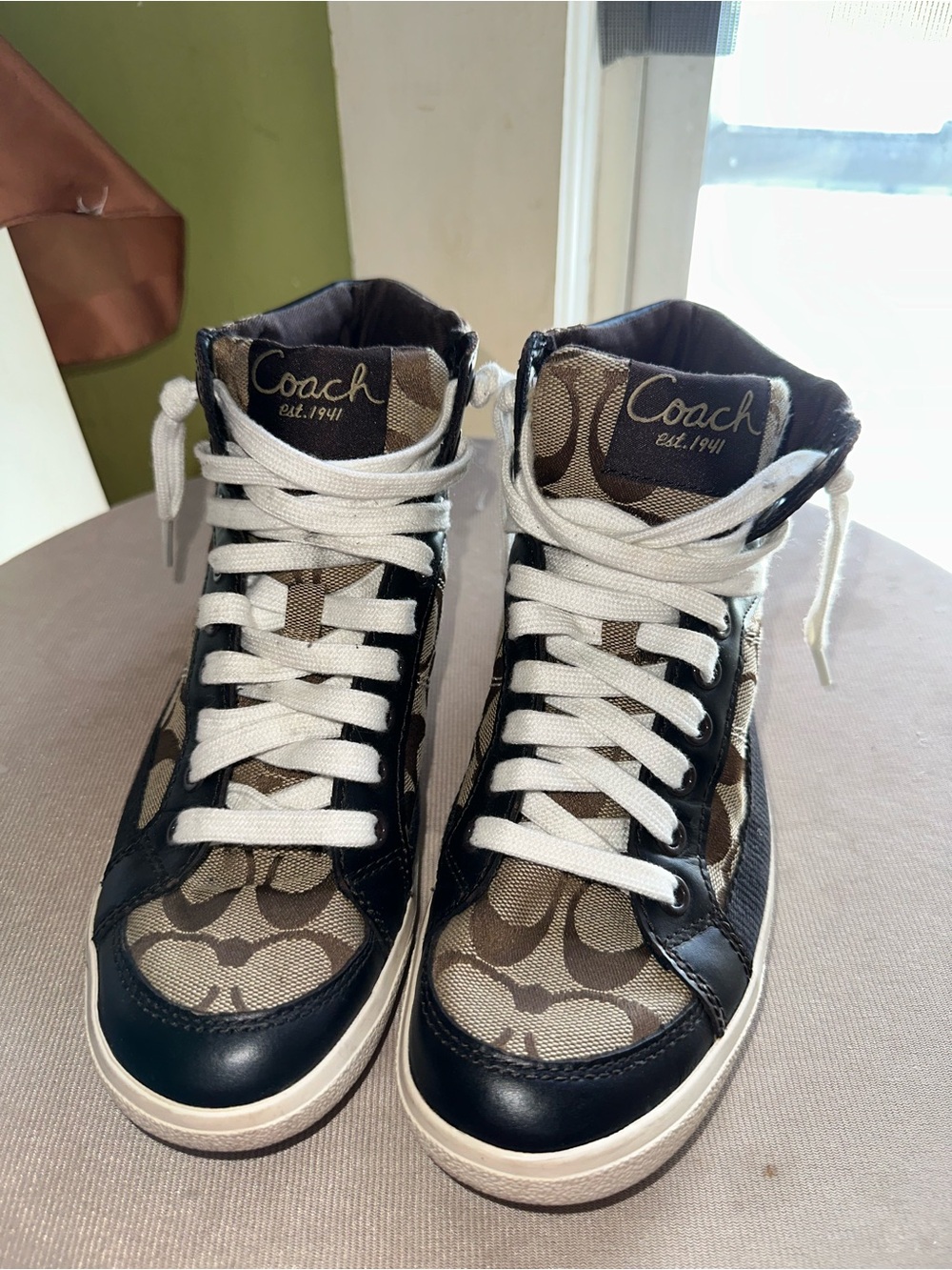 Coach High-Top Sneakers with Signature Monogram